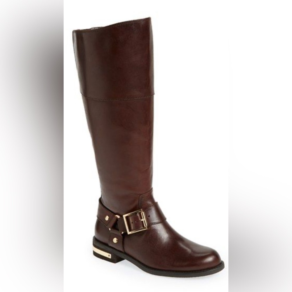 Vince Camuto Brown Leather Knee-High Kallie Riding Boots